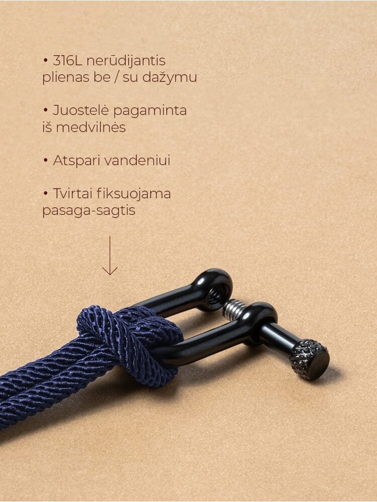 LYKKE mėlyna pintos medvilnės apyrankė su sagtimi-pasaga 5