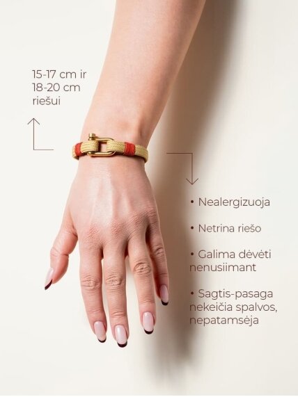 SOMMAR raudona medvilnės juostos apyrankė su sagtimi-pasaga 4
